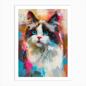 Ragdoll Cat Blue Eyes colourful painting Art Print