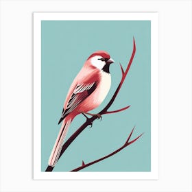 Minimalist House Sparrow 3 Illustration Art Print