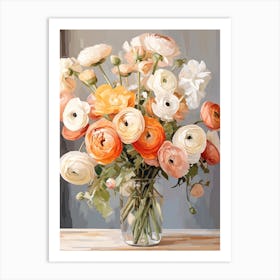 Ranunculus Flower Still Life Painting 2 Dreamy Art Print