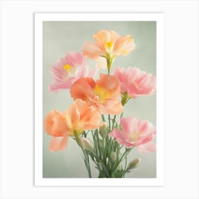 Freesia Flowers Acrylic Painting In Pastel Colours 2 Art Print