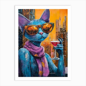 City Cat At Rooftop Bar 5 Art Print