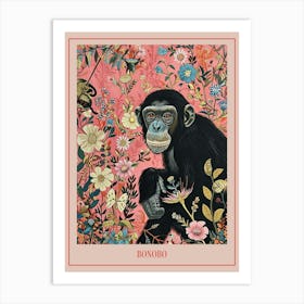 Floral Animal Painting Bonobo 1 Poster Art Print