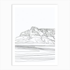 Table Mountain South Africa Line Drawing 7 Art Print