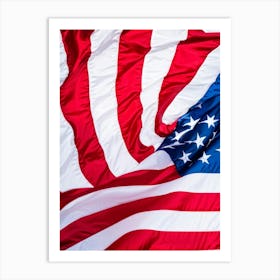 American Flag Unfurling In The Breeze Colors Transitioning From Rippled White At The Top To Rippled (6) Art Print