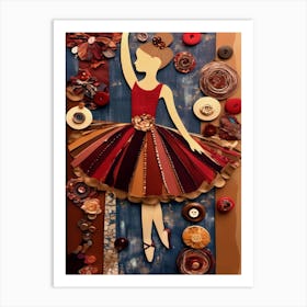 Ballerina Girl Collage Art Print