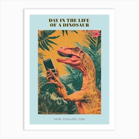 Dinosaur & A Smart Phone Retro Collage 2 Poster Art Print