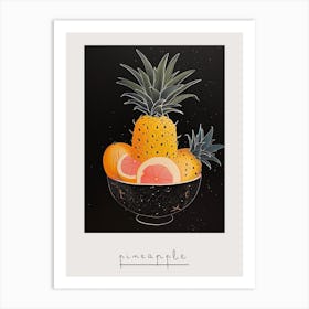 Pineapples & Fruit In A Bowl Art Deco Poster Art Print