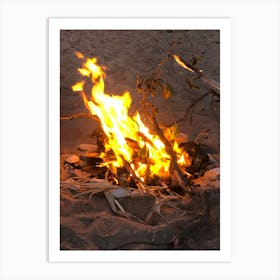 Campfire On The Beach Art Print