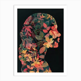 Portrait Of A Woman With Leaves 11 Art Print