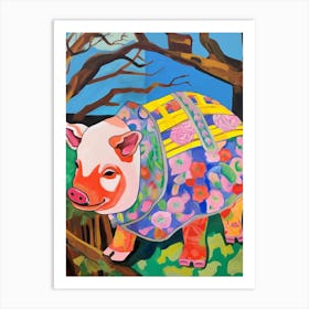 Maximalist Animal Painting Pig 1 Art Print