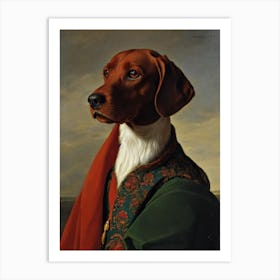 Vizsla 2 Renaissance Portrait Oil Painting Art Print