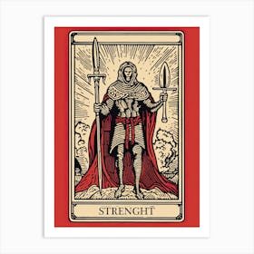 Strength Tarot Card, Vintage 0 Art Print