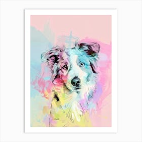 Australian Shepherd Dog Pastel Watercolour Style Art Print