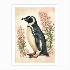 Adlie Penguin King George Island Vintage Botanical Painting 2 Art Print