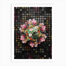 Vintage Aiton's Ipomoea Floral Wreath on Dot Bokeh Pattern n.0337 Art Print