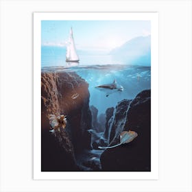 Underwater Aquatic Life And Sailing Art Print