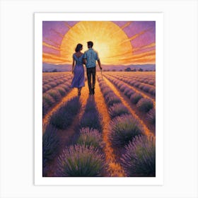 Sunset In The Lavender Fields Art Print