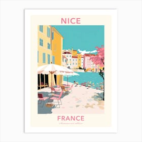 Nice, France, Flat Pastels Tones Illustration 1 Poster Art Print