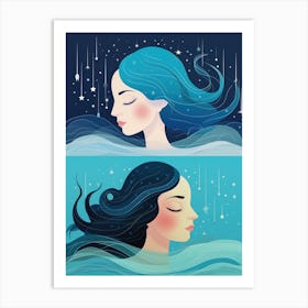 Two Women In The Water 1 Art Print