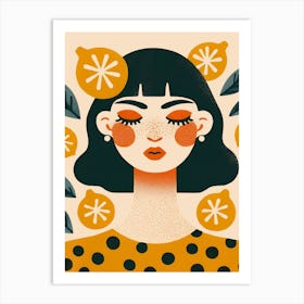 Girl With Lemons Aesthetic Portrait  Art Print