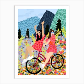 Best Friends In A Bike Art Print
