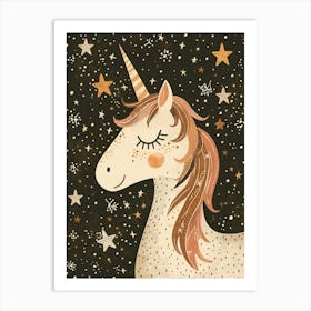 Unicorn With The Stars Muted Mocha Pastels 2 Art Print