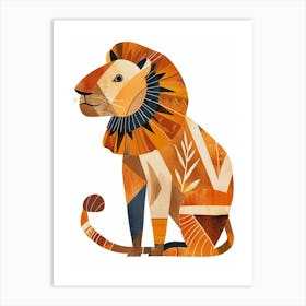 African Lion Symbolic Imagery Clipart 3 Art Print