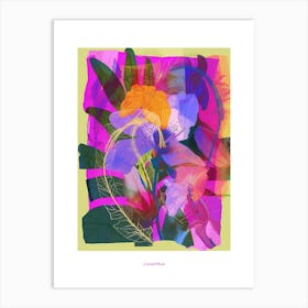 Lisianthus 4 Neon Flower Collage Poster Art Print