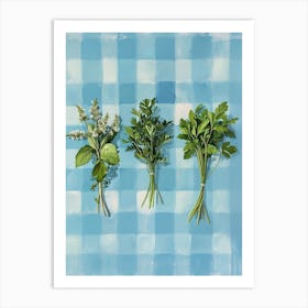 Herbs Blue Checkerboard 3 Art Print