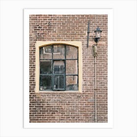 Old Window & Lamp on a Brick Wall // The Netherlands // Travel Photography Art Print