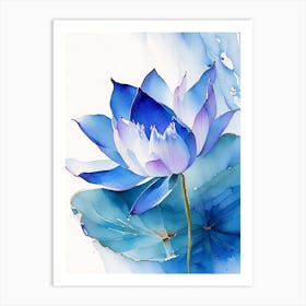 Blue Lotus Watercolour 1 Art Print