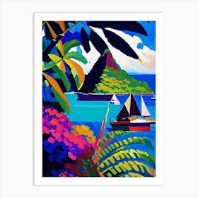 Nuku Hiva French Polynesia Colourful Painting Tropical Destination Art Print