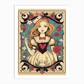 Alice In Wonderland Vintage Playing Card 2 Art Print