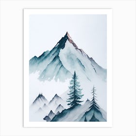 Mountain And Forest In Minimalist Watercolor Vertical Composition 172 Art Print