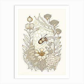 Beehive With Flowers 9 Vintage Art Print