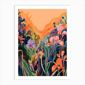 Boho Wildflower Painting Wild Iris 3 Art Print