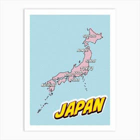 Japan Map Pop Art Illustration Art Print