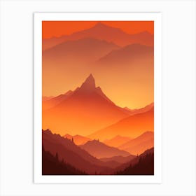 Misty Mountains Vertical Composition In Orange Tone 279 Art Print