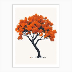 Orange Tree Pixel Illustration 3 Art Print