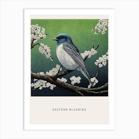 Ohara Koson Inspired Bird Painting Eastern Bluebird 2 Poster Art Print