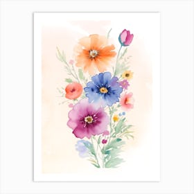 Watercolor Flowers 1 Art Print