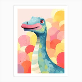 Colourful Dinosaur Brachiosaurus 2 Art Print