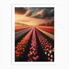 Tulip Field At Sunset 7 Art Print