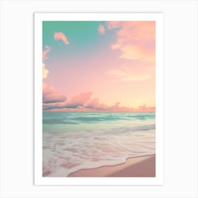 Beach And Sunset With Waves And Cloud Pink Blue Photography 1 Art Print