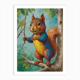 Squirrel In The Tree Art Print