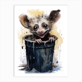Adorable Chubby Possum In Trash Can 1 Art Print