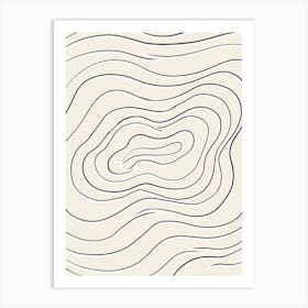 Wavy Line Drawing beige and black Art Print