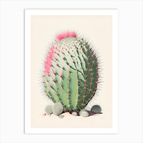 Acanthocalycium Cactus Retro Drawing 2 Art Print