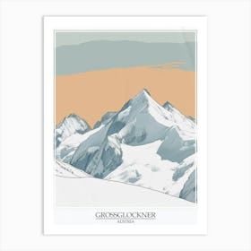 Grossglockner Austria Color Line Drawing 5 Poster Art Print