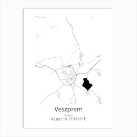 Veszprem,Hungary Minimalist Map Art Print